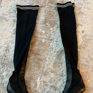 FENDI Black Mesh Thigh-high Boots - Black